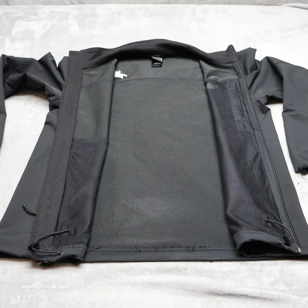 North Face Jacket Men Medium Black Apex Softshell Rain Wind Full Zip Hiking READ